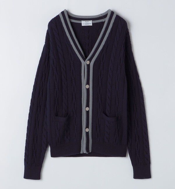 SHIPS「SHIPS: 奥山メリヤス チルデン ニット カーディガン」|カーディガン|ネイビー