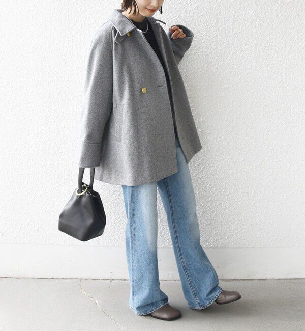 SHIPS for women「【WEB限定】〈手洗い可能〉ウール ライク ジャージー メルトン 2WAY Pコート」|ピーコート|