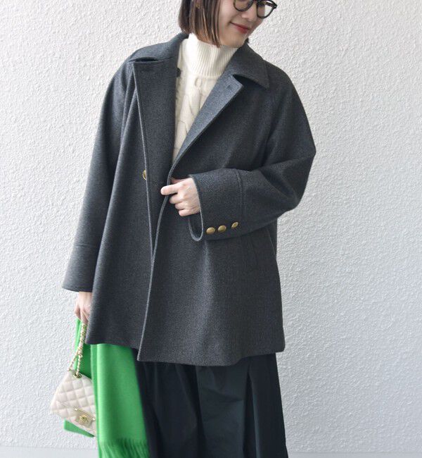 SHIPS for women「【WEB限定】〈手洗い可能〉ウール ライク ジャージー メルトン 2WAY Pコート」|ピーコート|