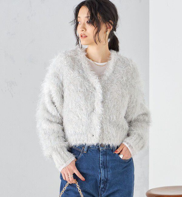 SHIPS for women「〈手洗い可能〉ラメ ショート カーディガン ◇」|カーディガン|