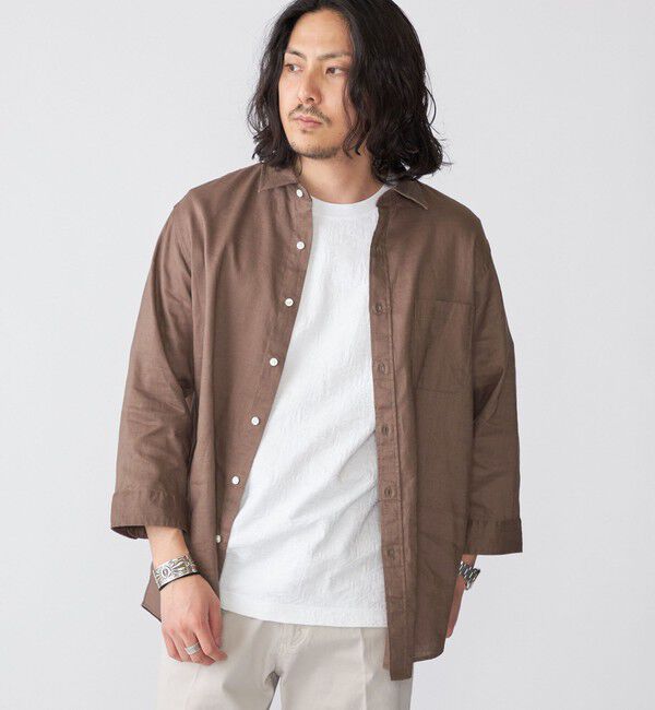 SHIPS「SHIPS: SOLOTEX(R) サフィラン リネン 7分袖 シャツ」|シャツ・ブラウス|