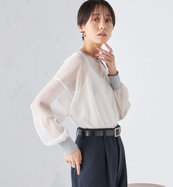 SHIPS for women「〈手洗い可能〉シアー ラメ クルーネック プルオーバー 24SS ◇」|ニット・セーター|