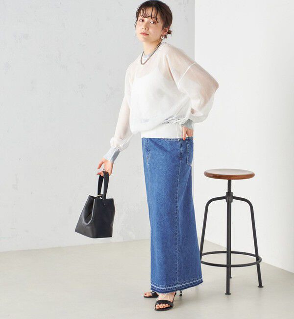 SHIPS for women「〈手洗い可能〉シアー ラメ クルーネック プルオーバー 24SS ◇」|ニット・セーター|