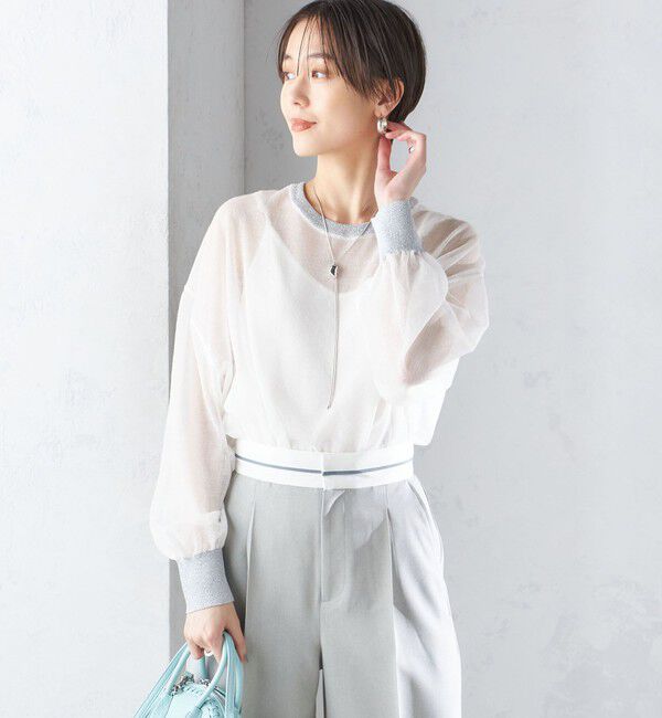 SHIPS for women「〈手洗い可能〉シアー ラメ クルーネック プルオーバー 24SS ◇」|ニット・セーター|