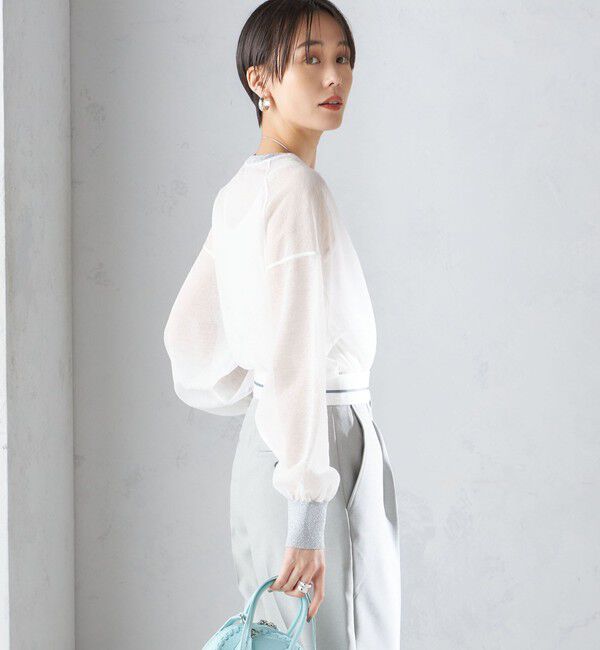 SHIPS for women「〈手洗い可能〉シアー ラメ クルーネック プルオーバー 24SS ◇」|ニット・セーター|