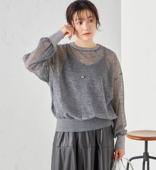 SHIPS for women「〈手洗い可能〉シアー ラメ クルーネック プルオーバー 24SS ◇」|ニット・セーター|