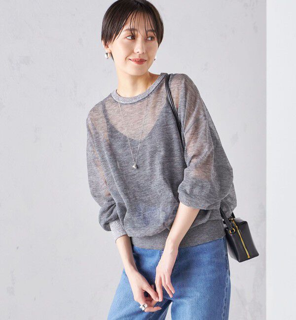SHIPS for women「〈手洗い可能〉シアー ラメ クルーネック プルオーバー 24SS ◇」|ニット・セーター|