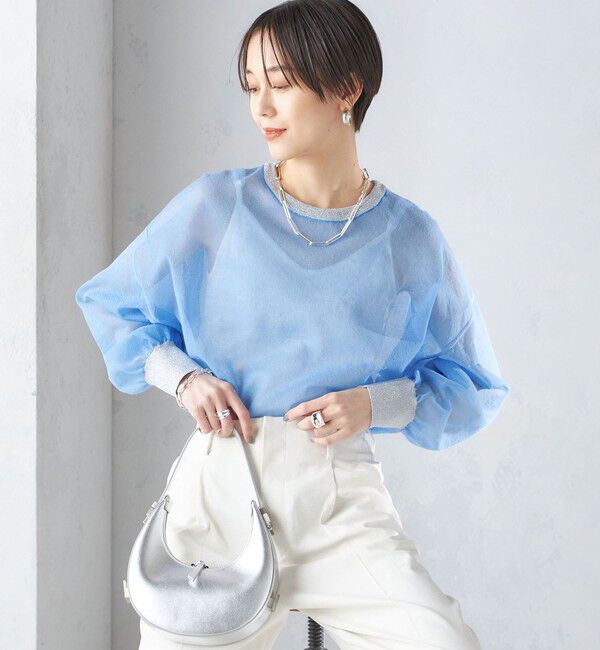 SHIPS for women「〈手洗い可能〉シアー ラメ クルーネック プルオーバー 24SS ◇」|ニット・セーター|