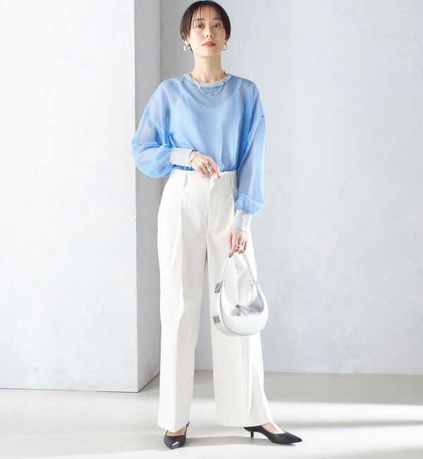 SHIPS for women「〈手洗い可能〉シアー ラメ クルーネック プルオーバー 24SS ◇」|ニット・セーター|