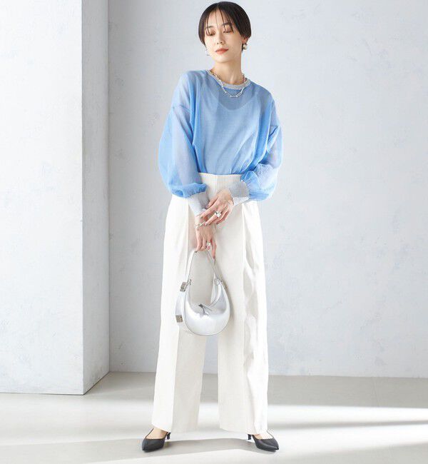 SHIPS for women「〈手洗い可能〉シアー ラメ クルーネック プルオーバー 24SS ◇」|ニット・セーター|