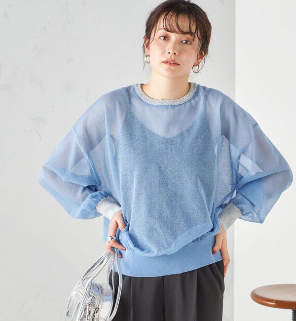 SHIPS for women「〈手洗い可能〉シアー ラメ クルーネック プルオーバー 24SS ◇」|ニット・セーター|