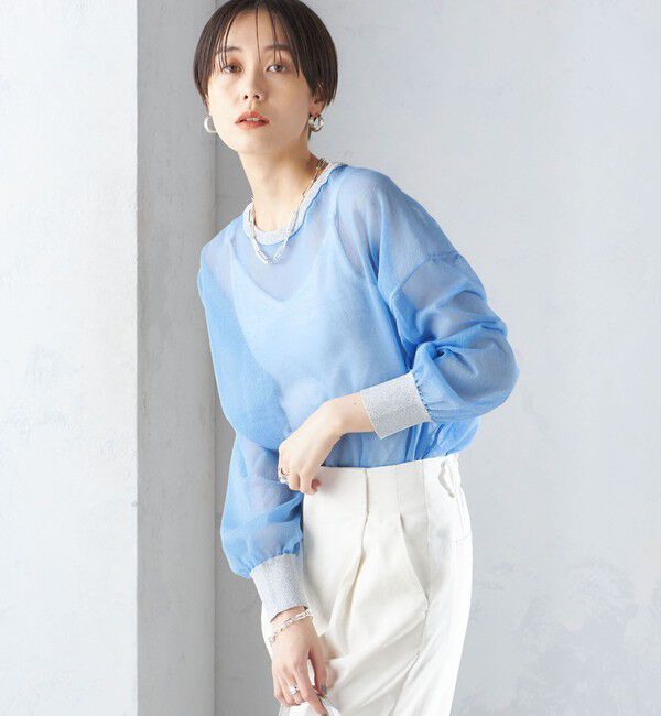 SHIPS for women「〈手洗い可能〉シアー ラメ クルーネック プルオーバー 24SS ◇」|ニット・セーター|