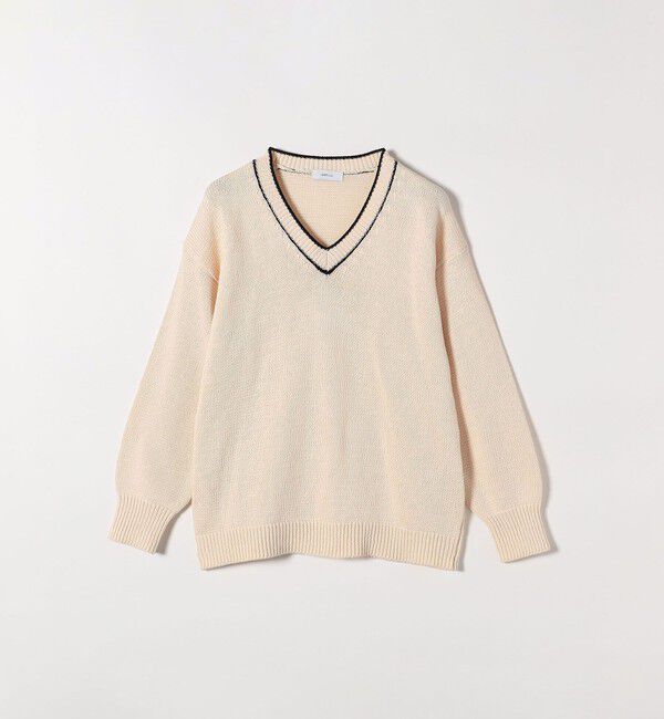 SHIPS any「SHIPS any:〈手洗い可能〉リリヤーン ライン Vネック ニット プルオーバー」|ニット・セーター|