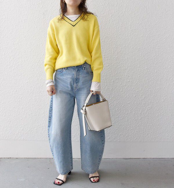 SHIPS any「SHIPS any:〈手洗い可能〉リリヤーン ライン Vネック ニット プルオーバー」|ニット・セーター|