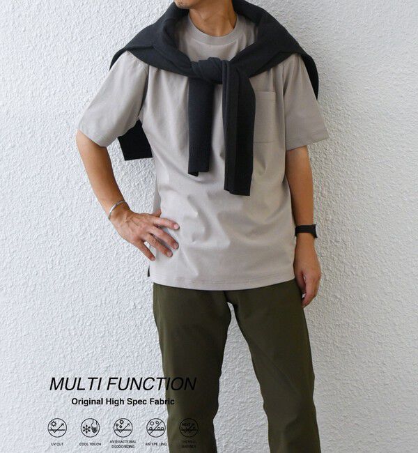 SHIPS any「SHIPS any:〈接触冷感/遮熱/UVカット機能等〉サマーファンクション ポケット Tシャツ 26SS◆」|Tシャツ・カットソー|チャコールグレー