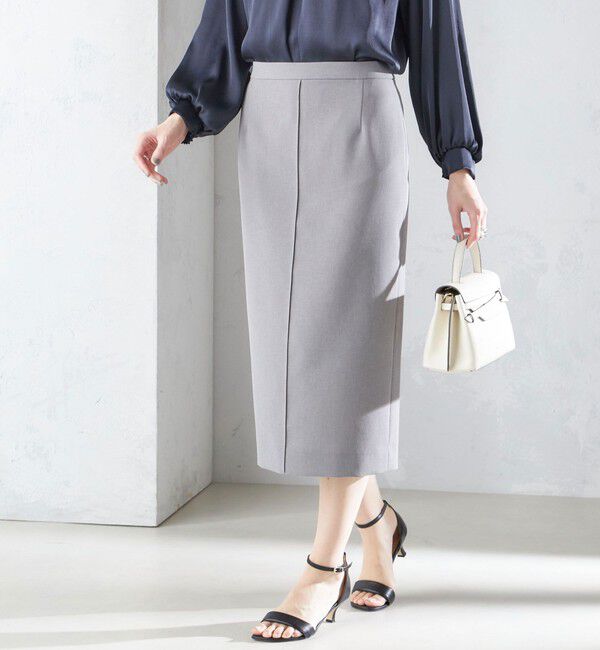SHIPS for women「〈手洗い可能／撥水加工／接触冷感〉フロント ステッチ タイト スカート（セットアップ対応）」|スカート|ダークグレー