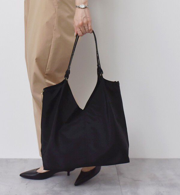quaranciel「quaranciel: Vカット サイドファスナー トートバッグ（A4対応）」|トートバッグ|ブラック