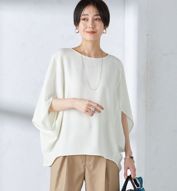 SHIPS for women「〈接触冷感 / 手洗い可能〉アセテート混 バック サテン ドルマン ブラウス」|シャツ・ブラウス|