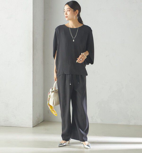 SHIPS for women「〈接触冷感 / 手洗い可能〉アセテート混 バック サテン ドルマン ブラウス」|シャツ・ブラウス|