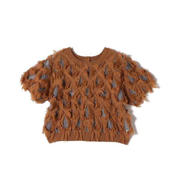 SHIPS for women「〈手洗い可能〉シアー フリンジ ジャカード プルオーバー」|ニット・セーター|