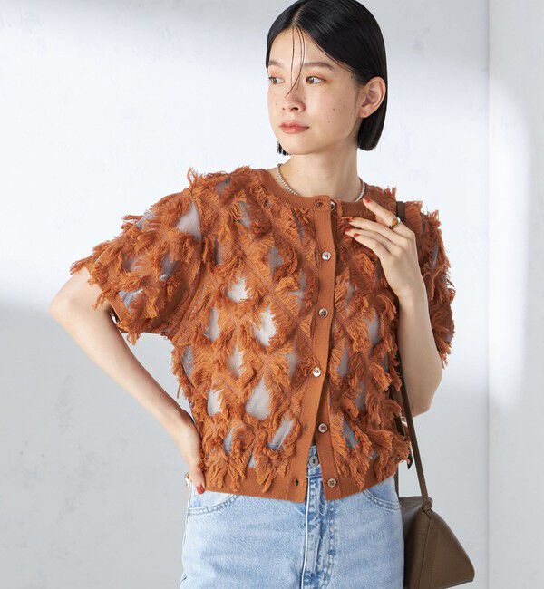 SHIPS for women「〈手洗い可能〉シアー フリンジ ジャカード プルオーバー」|ニット・セーター|