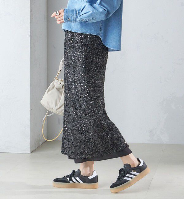 SHIPS for women「〈手洗い可能〉スパンコール Iライン スカート」|スカート|