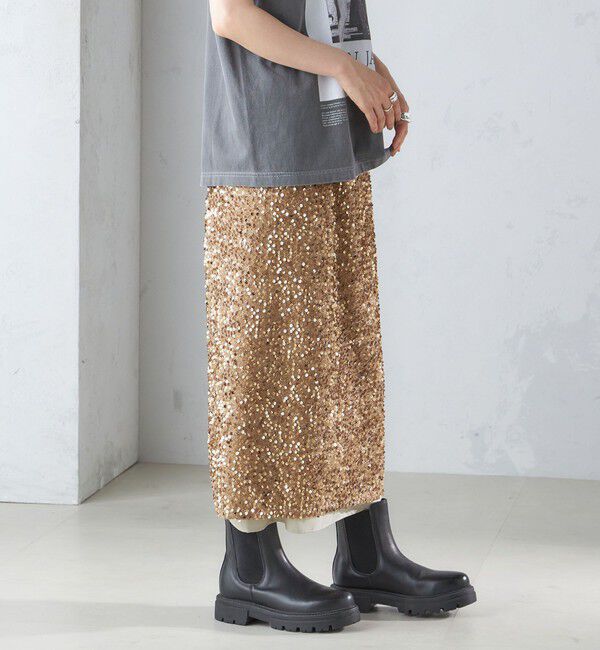 SHIPS for women「〈手洗い可能〉スパンコール Iライン スカート」|スカート|