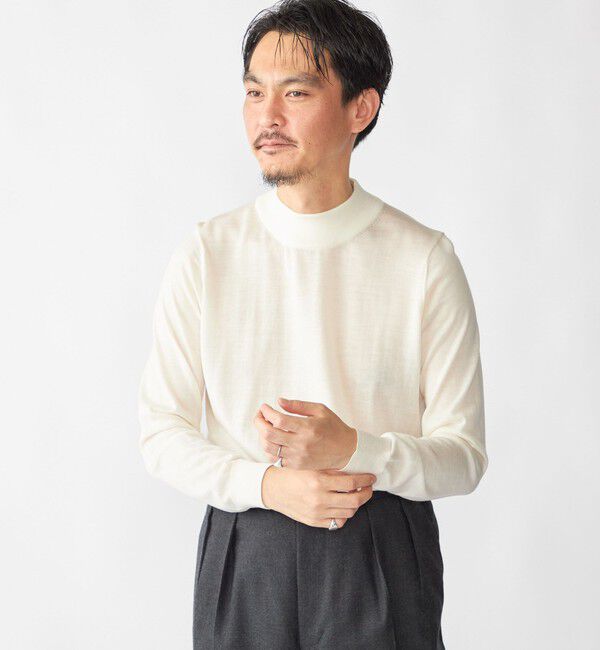 SHIPS「SHIPS:〈手洗い可能〉HANDFRAME 16ゲージ モックネック ニット」|ニット・セーター|