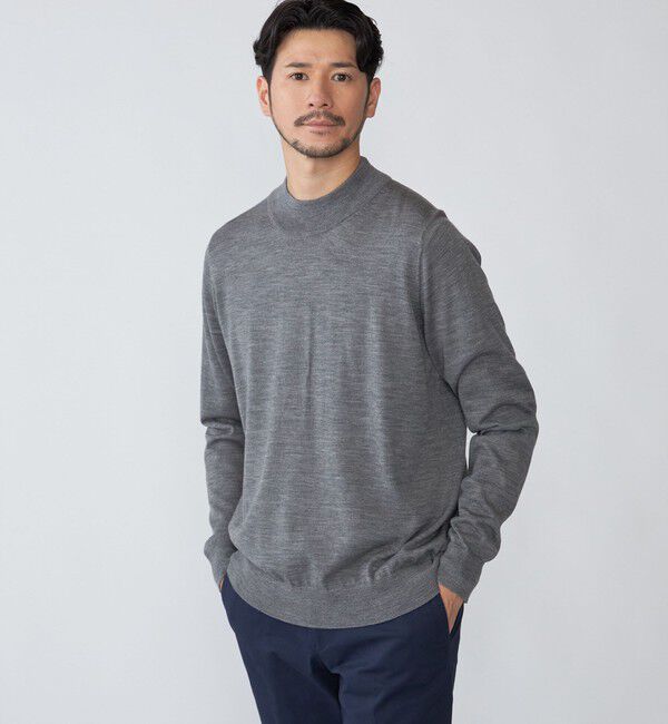 SHIPS「SHIPS:〈手洗い可能〉HANDFRAME 16ゲージ モックネック ニット」|ニット・セーター|グレー系