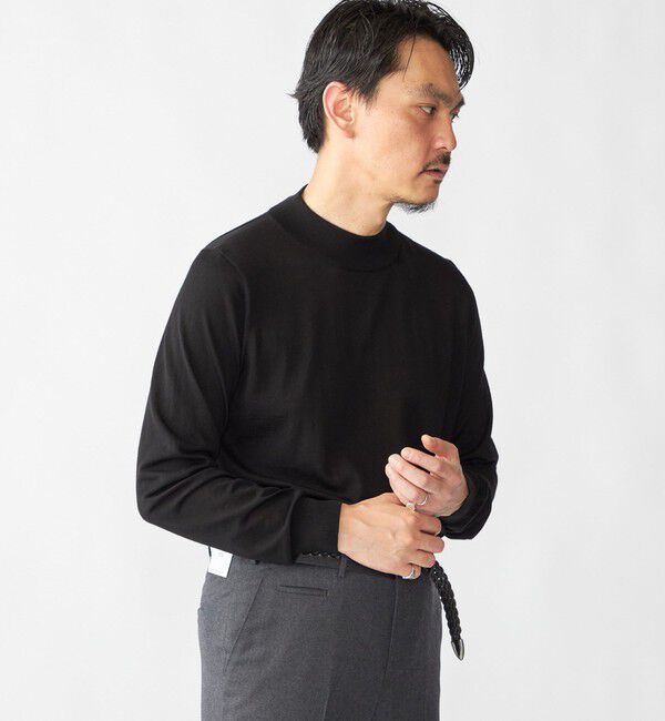 SHIPS「SHIPS:〈手洗い可能〉HANDFRAME 16ゲージ モックネック ニット」|ニット・セーター|