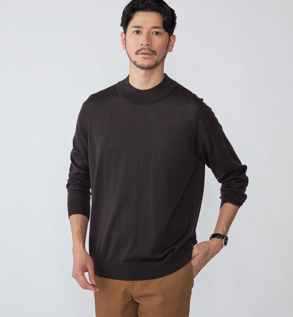 SHIPS「SHIPS:〈手洗い可能〉HANDFRAME 16ゲージ モックネック ニット」|ニット・セーター|ブラウン