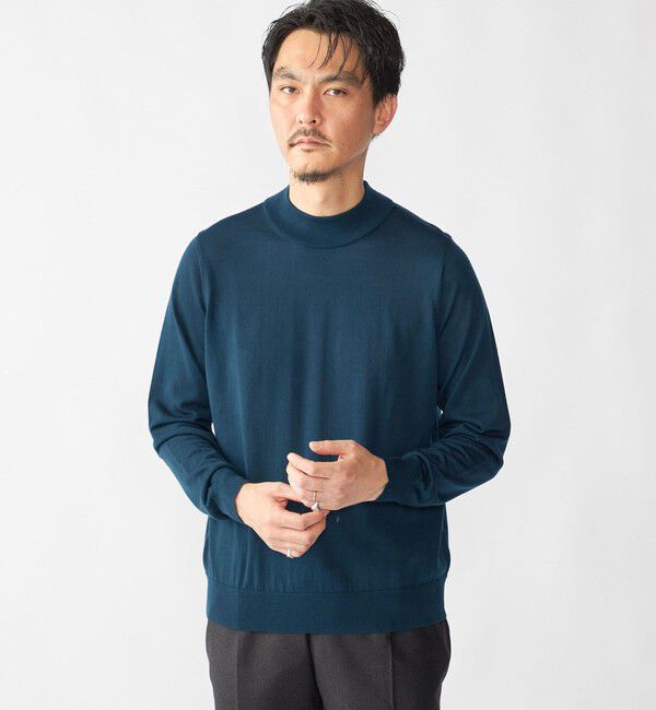 SHIPS「SHIPS:〈手洗い可能〉HANDFRAME 16ゲージ モックネック ニット」|ニット・セーター|コバルトブルー