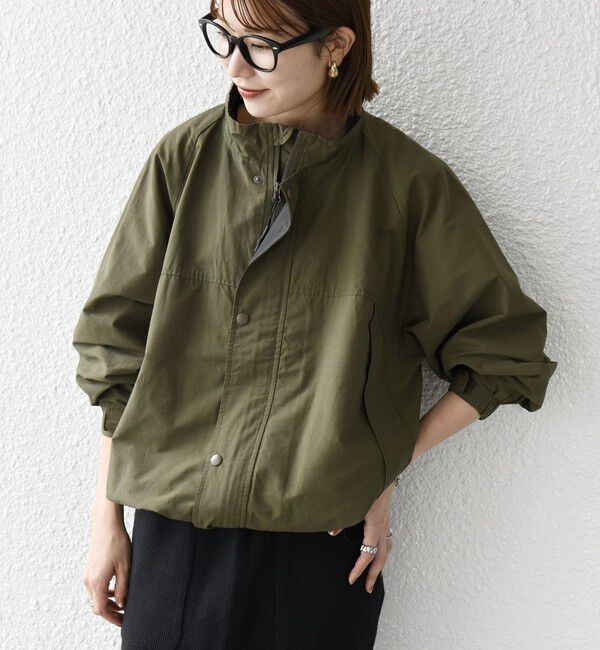 SHIPS any「【SHIPS any別注】HINSON: 2トーン スピンドル ショート モンスター ブルゾン◇」|ブルゾン・スタジャン|オリーブ