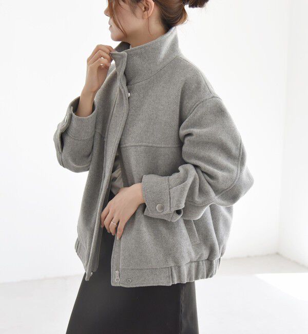 quaranciel「quaranciel: メルトン スタンドカラー ジップ ブルゾン コート」|ブルゾン・スタジャン|