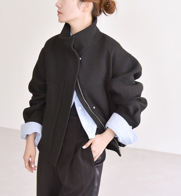 quaranciel「quaranciel: メルトン スタンドカラー ジップ ブルゾン コート」|ブルゾン・スタジャン|