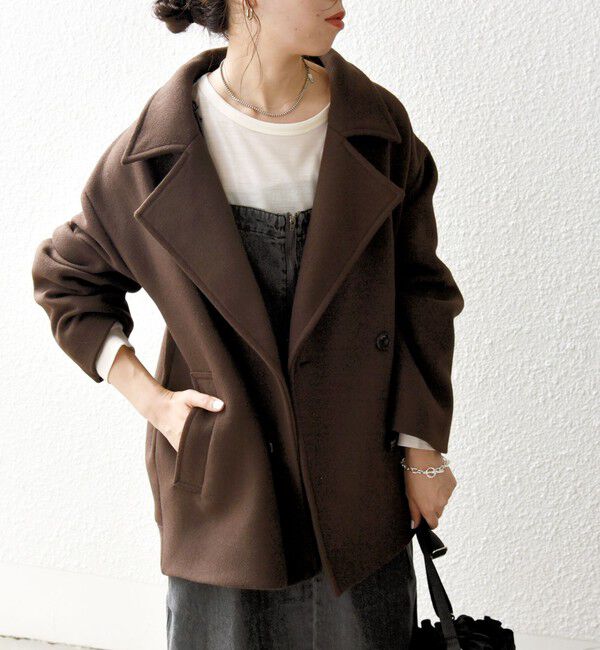 SHIPS any「SHIPS any: ウール ミックス コクーン ショート Pコート」|その他|