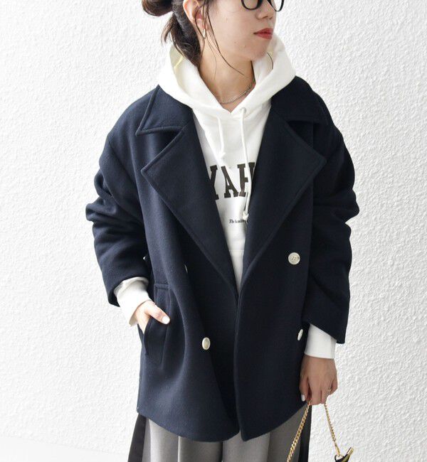 SHIPS any「SHIPS any: ウール ミックス コクーン ショート Pコート」|その他|