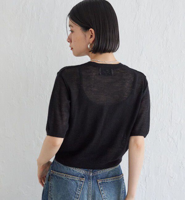 SHIPS for women「Wai＋:〈手洗い可能〉モヘヤブレンド 半袖 プルオーバー」|ニット・セーター|