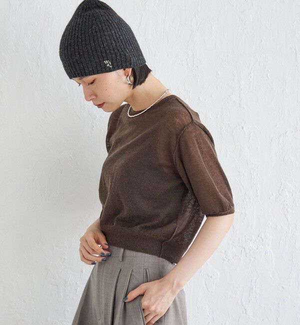 SHIPS for women「Wai＋:〈手洗い可能〉モヘヤブレンド 半袖 プルオーバー」|ニット・セーター|