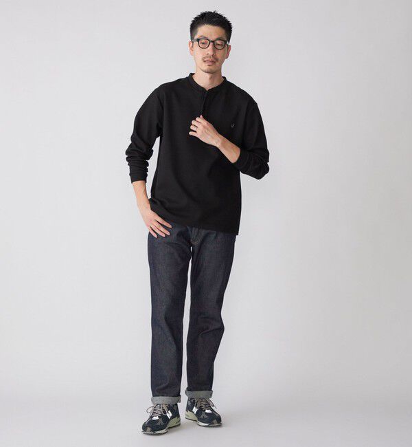 SHIPS「【WEB限定】SHIPS:〈抗菌・防臭〉ワンポイントロゴ バーズアイ ヘンリーネック 長袖 Tシャツ」|Tシャツ・カットソー|