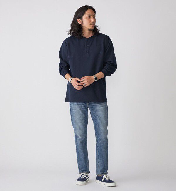 SHIPS「【WEB限定】SHIPS:〈抗菌・防臭〉ワンポイントロゴ バーズアイ ヘンリーネック 長袖 Tシャツ」|Tシャツ・カットソー|