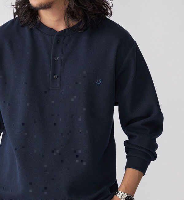 SHIPS「【WEB限定】SHIPS:〈抗菌・防臭〉ワンポイントロゴ バーズアイ ヘンリーネック 長袖 Tシャツ」|Tシャツ・カットソー|