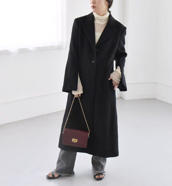 quaranciel「quaranciel: ウール ウエストシェイプ チェスター ロング コート」|チェスターコート|ブラック