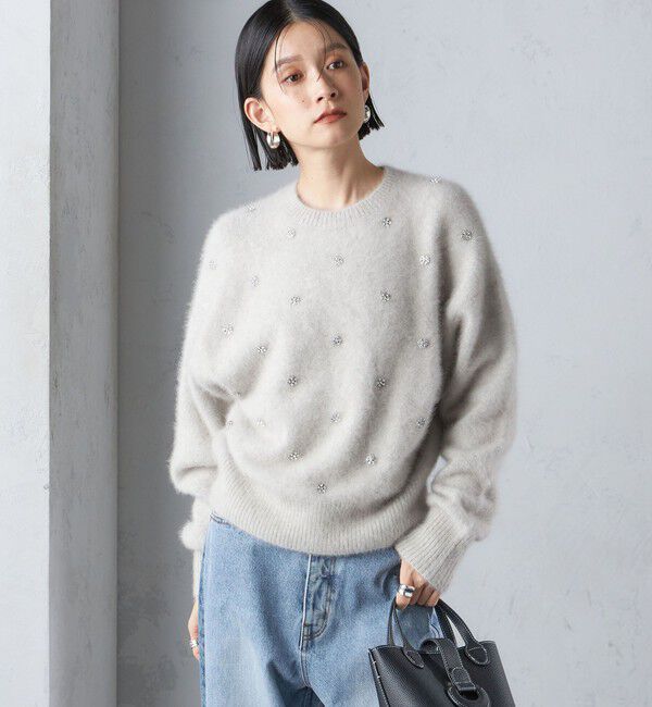 SHIPS for women「〈手洗い可能〉ビジュー FOX クルーネック プルオーバー」|ニット・セーター|