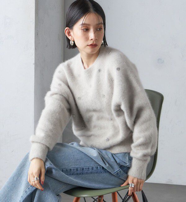 SHIPS for women「〈手洗い可能〉ビジュー FOX クルーネック プルオーバー」|ニット・セーター|