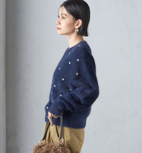 SHIPS for women「〈手洗い可能〉ビジュー FOX クルーネック プルオーバー」|ニット・セーター|