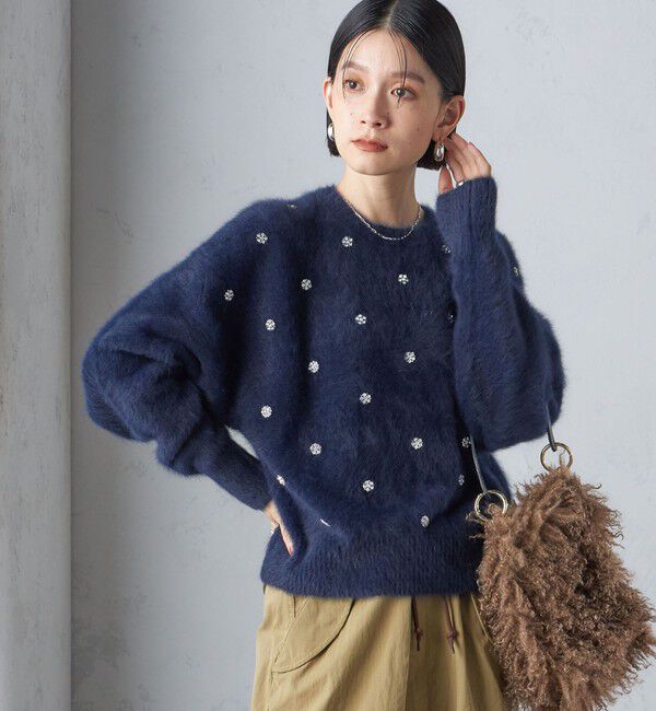 SHIPS for women「〈手洗い可能〉ビジュー FOX クルーネック プルオーバー」|ニット・セーター|