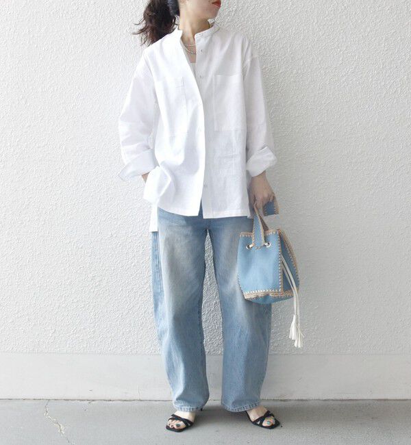 SHIPS any「【WEB限定】SHIPS any: 〈洗濯機可能〉リネン ミックス スタンドカラー ポケット シャツ 25SS」|シャツ・ブラウス|