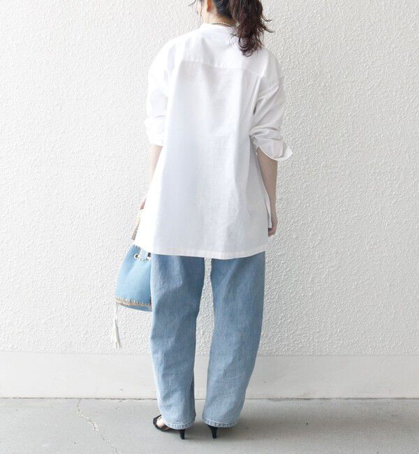 SHIPS any「【WEB限定】SHIPS any: 〈洗濯機可能〉リネン ミックス スタンドカラー ポケット シャツ 25SS」|シャツ・ブラウス|