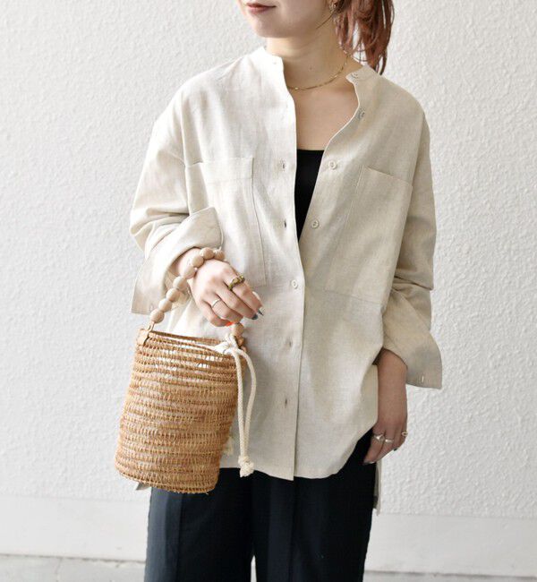 SHIPS any「【WEB限定】SHIPS any: 〈洗濯機可能〉リネン ミックス スタンドカラー ポケット シャツ 25SS」|シャツ・ブラウス|